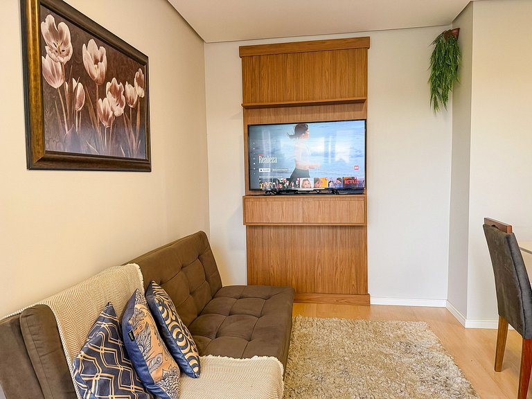 Apto com vista em Gramado, 2 quartos, a 1km da Rua Coberta