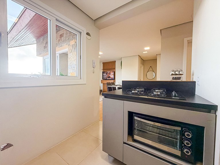 Apto com vista em Gramado, 2 quartos, a 1km da Rua Coberta