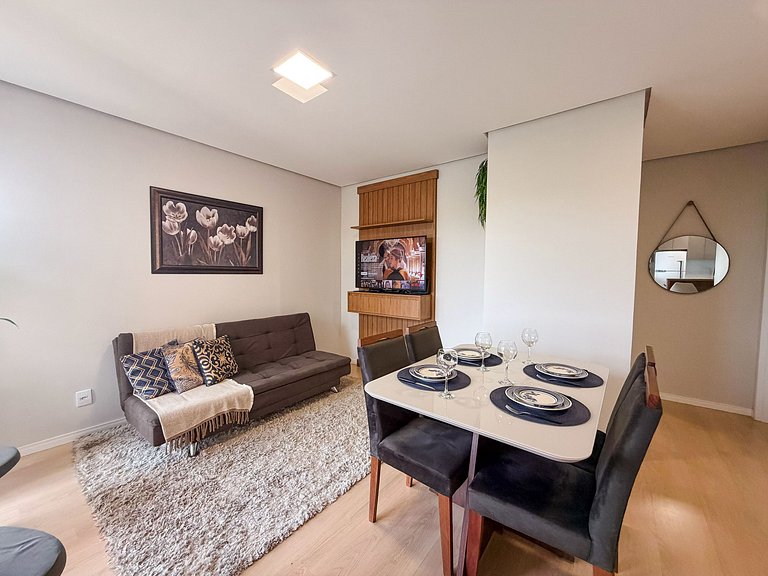 Apto com vista em Gramado, 2 quartos, a 1km da Rua Coberta