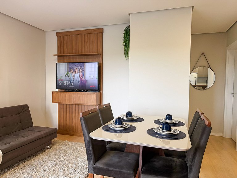 Apto com vista em Gramado, 2 quartos, a 1km da Rua Coberta