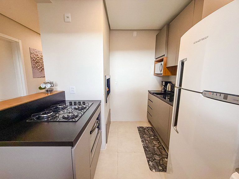 Apto com vista em Gramado, 2 quartos, a 1km da Rua Coberta