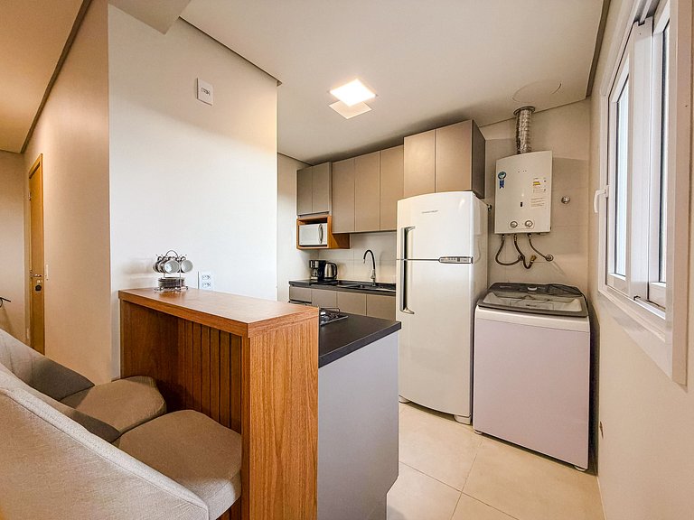 Apto com vista em Gramado, 2 quartos, a 1km da Rua Coberta