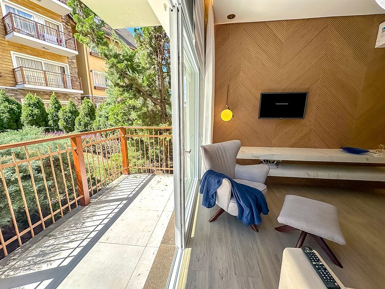 Apto confortável com piscina aquecida e jacuzzi